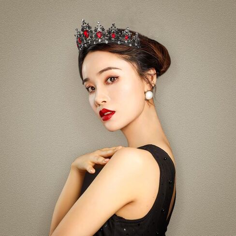 WHAVEL Black Crown Baroque Queen Crown Black Tiaras for Women Princess Rhinestone Crown Hair Accessories for Birthday Wedding Tiara and Crown Prom Party Jewelry for Women Girls in Kuwait