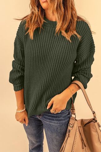 سترة عصرية للنساء من PRETTYGARDEN بأكمام طويلة ملابس شتوية مضلعة غير رسمية بلوفر وسترات وبلوزة in Kuwait