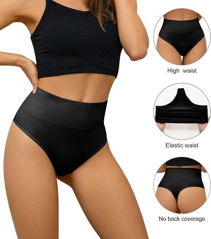 DEANGELMON Seamless High Waisted Thongs Women No Show Thong Underwear Stretch Workout Panties Pack in Saudi Arabia