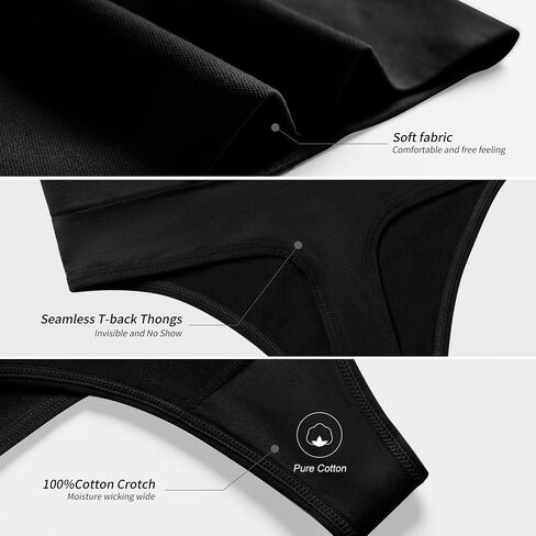 DEANGELMON Seamless High Waisted Thongs Women No Show Thong Underwear Stretch Workout Panties Pack in Saudi Arabia