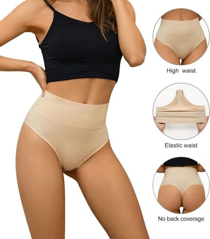 DEANGELMON Seamless High Waisted Thongs Women No Show Thong Underwear Stretch Workout Panties Pack in Saudi Arabia