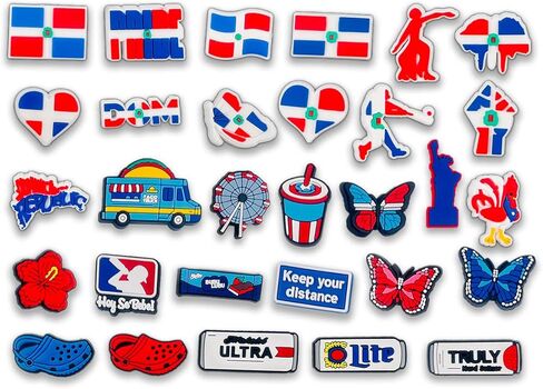 30 قطعة من سحر التمساح الدومينيكان سحر الدومينيكان لأحذية قبقاب التمساح الصنادل وأساور المعصم الديكور سحر التمساح جمهورية الدومينيكان للبالغين من الرجال والنساء للحفلات in Kuwait