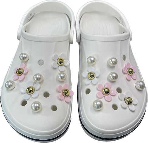 Pink Whit Shoe Decoration Party Gifts for Croc Shoe Charms Boys Girls Kids Women Non-Repeat PVC Flower Shoe Charms in Saudi Arabia