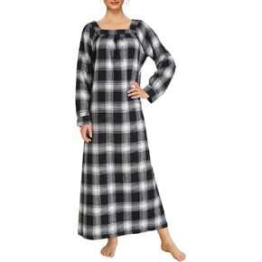 Latuza Women's Long Sleeves Cotton Flannel Nightgown in Kuwait