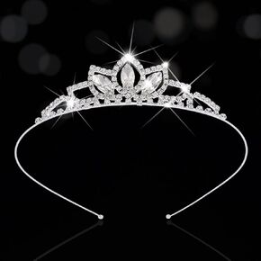 Kilshye Princess Silver Tiara and Crown Pink Crystal Tiaras Girls Pageant Crowns Rhinestone Birthday Headdress for Kids (Pink)