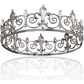YOVECATHOU Royal Full King Crown Metal Crowns And Tiaras For Cosplay Homecoming Prom Party Decorations Wedding Birthday Gifts Men (Black)