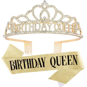 CAVETEE AB Silver Birthday Crowns for Women Birthday Queen Sash and Tiara for Women Silver Birthday Party Decorations for Women Birthday Sash and Crown for Women in Saudi Arabia