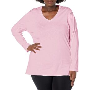 JUST MY SIZE Women's Plus Size Vneck Long Sleeve Tee