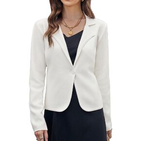 GRACE KARIN Women Sweater Blazer Casual Work Croppped Cardigan Lightweight Button Front Short Knit Blazer Jacket S-XXL