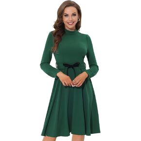 Allegra K Women's Elegant Work Sheath Dress Mock Neck Long Sleeve Knee Length Dress in Kuwait