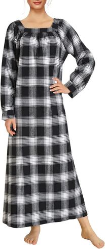 Latuza Women's Long Sleeves Cotton Flannel Nightgown in Kuwait