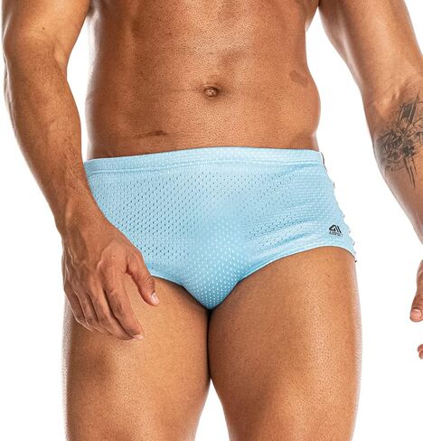 بدلة سباحة للرجال من AIMPACT بتصميم شبكي من البوليستر، ملابس سباحة بأرجل مربعة in Kuwait