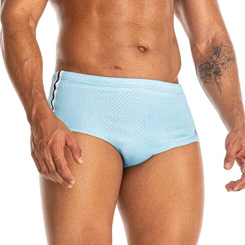 بدلة سباحة للرجال من AIMPACT بتصميم شبكي من البوليستر، ملابس سباحة بأرجل مربعة in Kuwait