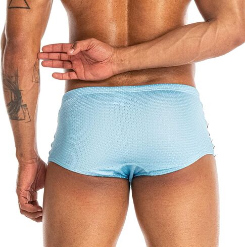 بدلة سباحة للرجال من AIMPACT بتصميم شبكي من البوليستر، ملابس سباحة بأرجل مربعة in Kuwait