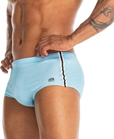 بدلة سباحة للرجال من AIMPACT بتصميم شبكي من البوليستر، ملابس سباحة بأرجل مربعة in Kuwait