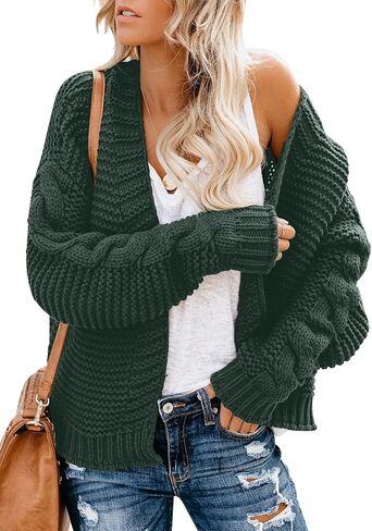 Dokotoo Womens Open Front Long Sleeve Chunky Knit Cardigan Sweaters Loose Outwear Coat in Kuwait