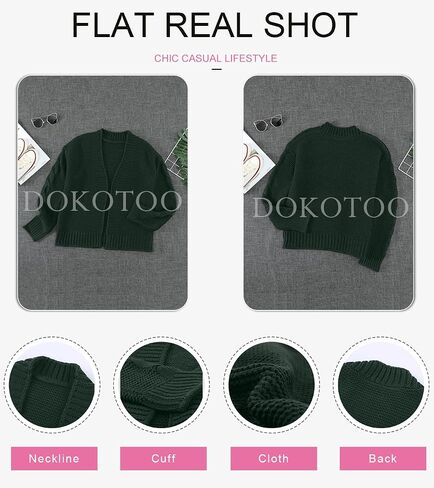 Dokotoo Womens Open Front Long Sleeve Chunky Knit Cardigan Sweaters Loose Outwear Coat in Kuwait