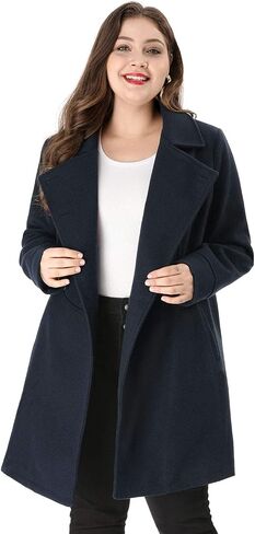 Agnes Orinda Women's Plus Size Coat A-Line Peter Pan Collar Double Breasted Fall Winter Peacoat in Kuwait