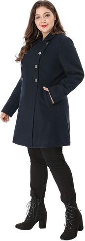Agnes Orinda Women's Plus Size Coat A-Line Peter Pan Collar Double Breasted Fall Winter Peacoat in Kuwait