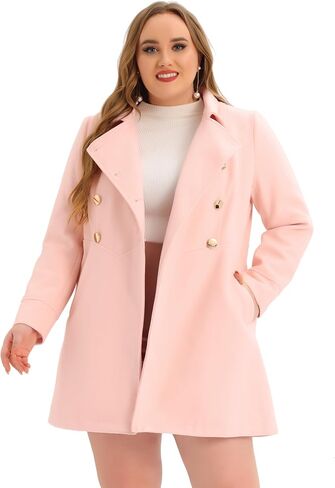 Agnes Orinda Women's Plus Size Coat A-Line Peter Pan Collar Double Breasted Fall Winter Peacoat in Kuwait