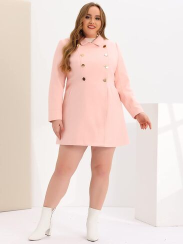 Agnes Orinda Women's Plus Size Coat A-Line Peter Pan Collar Double Breasted Fall Winter Peacoat in Kuwait