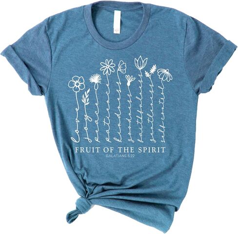 Love in Faith | Fruit of The Spirit - Short Sleeve Christian Clothing Graphic T-Shirt | Faith-Based Apparel Tee Shirt | Heather Deep Teal | Unisex Fit | 2XL in Saudi Arabia