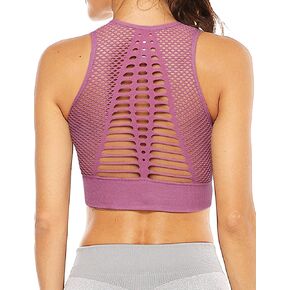 SEASUM Women's Longline Sport Bra Seamless Yoga Crop Top Medium-Low Support Workout Bra