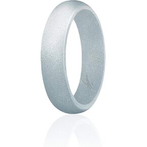 ROQ Silicone Rubber Wedding Ring for Women, Dome Solid Glitter & Metallic, Breathable Silicone Wedding Band, Anniversary Rings, Promise Ring, Multi Packs, Multi Colors