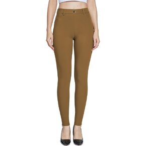 Amoy Women's Dress Jeggings Skinny Pants Stretchy Work Trousers Business Casual Leggings with Pockets Office