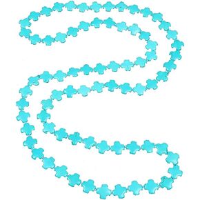 Fuqimanman2020 Long Turquoise Beaded Strand Necklace Endless Round Beads Multi Layer Heart Yoga Meditation Prayer Handmade Gemstone for Women Girls Healing Aesthetic Jewelry
