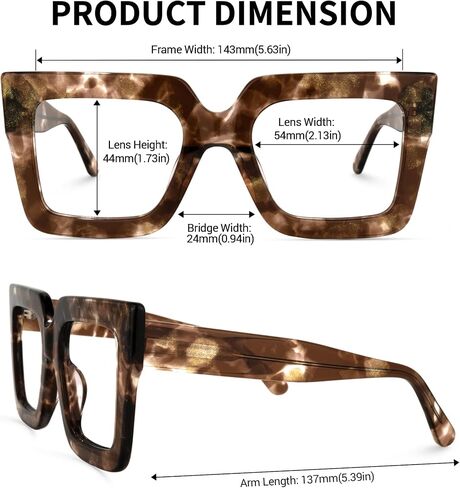 Zeelool Stylish Thick Oversized Square Blue Light Blocking Glasses for Women 100% UV400 Protection Brandon VFP0306 in Saudi Arabia