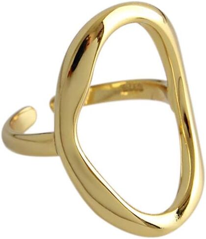 Oval Round Loop Open Statement Sterling Silver Ring for Women Girls Men Minimalist Geometic Circle Wedding Eternity Band Adjustable Knuckle Rings Fashion Jewelry in Saudi Arabia