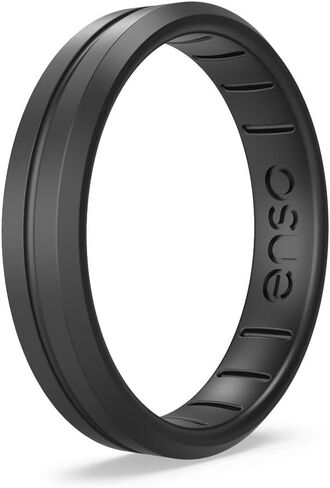 خاتم Enso Rings رفيع من السيليكون - حزام خطوبة زفاف للجنسين متعدد الألوان قابل للتكديس - شريط رفيع بسيط - 4.70 مم، سمك 1.83 مم in Kuwait