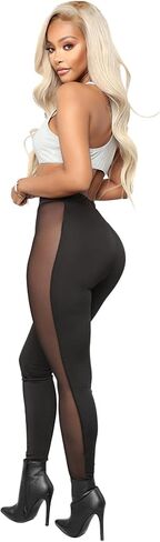 Atyfuniby Womens Leggings High Waisted - Sexy Skinny Mesh See Through Pants Party Clubwear in Saudi Arabia