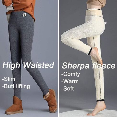 Super Thick Cashmere Leggings for Women - Fleece Lined Tights Women Plus Size Fleece Lined Leggings Butt Lift in Saudi Arabia