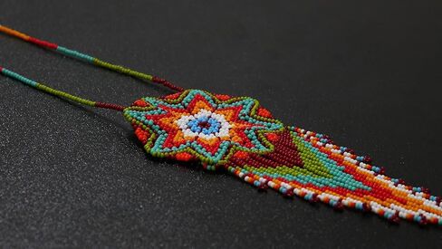 buybeaded قلادة مطرزة على الطراز الأمريكي الأصلي - قلادة مطرزة بالخرز الأوكراني الأصلي قلادة من الخرز المصنوعة يدويًا، قلادة مطرزة عرقية قبلية 4 in Kuwait