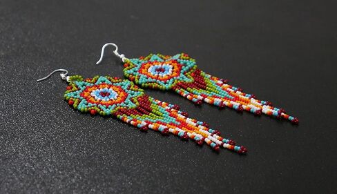 buybeaded قلادة مطرزة على الطراز الأمريكي الأصلي - قلادة مطرزة بالخرز الأوكراني الأصلي قلادة من الخرز المصنوعة يدويًا، قلادة مطرزة عرقية قبلية 4 in Kuwait