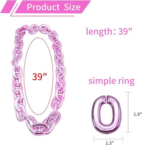 aaGlow Hip Hop Rapper Big Chunky Fake Silver Chains, Party Costume Plastic Jewelry Necklace decorations for Men Women in Saudi Arabia