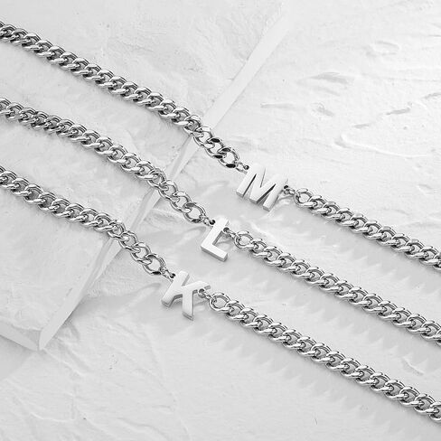 DuoDiner Initial A-Z Cuban Link Chain Necklace for Boys Men Women Letter Pendant Stainless Steel 6.5mm 18+2 Inches Jewelry Gift in Saudi Arabia