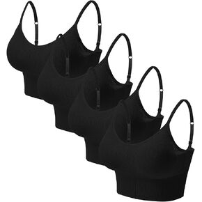 Eleplus 4 Pieces Comfy Sleep Bra for Women Cami Lounge Bra Wirefree Padded Bralettes Longline Pack of 4