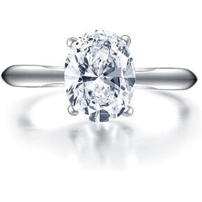 DYUNQ 2 Carats Wedding Engagement Ring for Women, Solitaire Pear/Oval/Princess/Round Cut Ring, 925 Sterling Silver Cubic Zirconia CZ White Gold Plated Thin Band