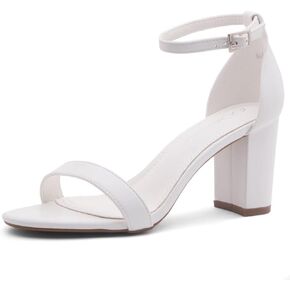 Shoe Land Low Chunky Heels for Women Open Toe Ankle Strap Block Heel Sandals 3 Inch Dressy Heels for Wedding Party Date Night in Saudi Arabia