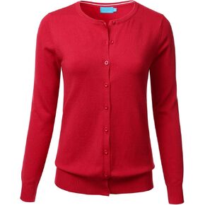 FLORIA Women's Button Down Crew Neck Long Sleeve Soft Knit Cardigan Sweater (S-3X)