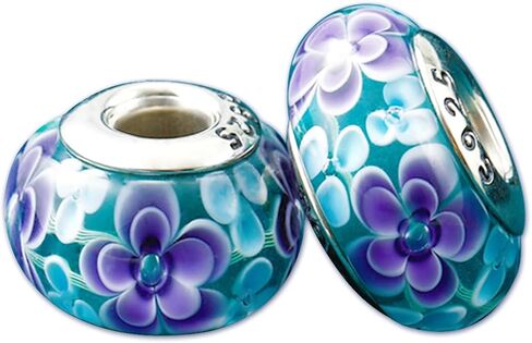 TIFVGEV 2pcs 925 Sterling Silver Charm Beads Murano Glass Charms for Pandora Bracelets,Jewelry Gifts for Women and Girls in Saudi Arabia