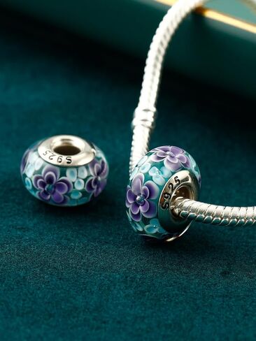 TIFVGEV 2pcs 925 Sterling Silver Charm Beads Murano Glass Charms for Pandora Bracelets,Jewelry Gifts for Women and Girls in Saudi Arabia