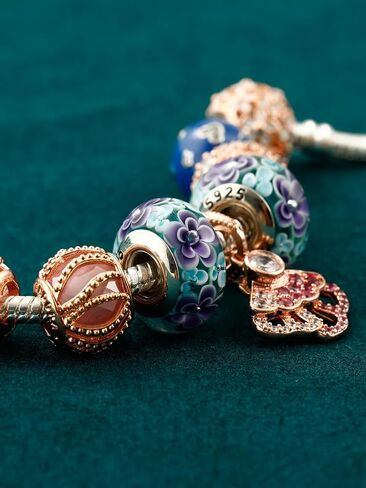 TIFVGEV 2pcs 925 Sterling Silver Charm Beads Murano Glass Charms for Pandora Bracelets,Jewelry Gifts for Women and Girls in Saudi Arabia