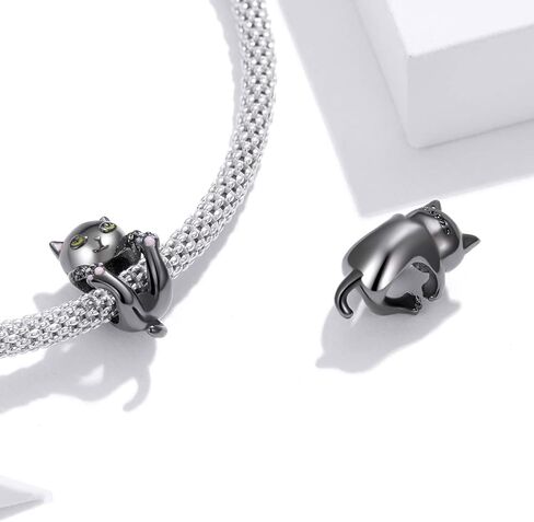 BISAER 925 Sterling Silver Charms for Bracelets Cat Coffee Cup Rose Flower Animal Beads Charm Jewelry Gifts for Women in Kuwait