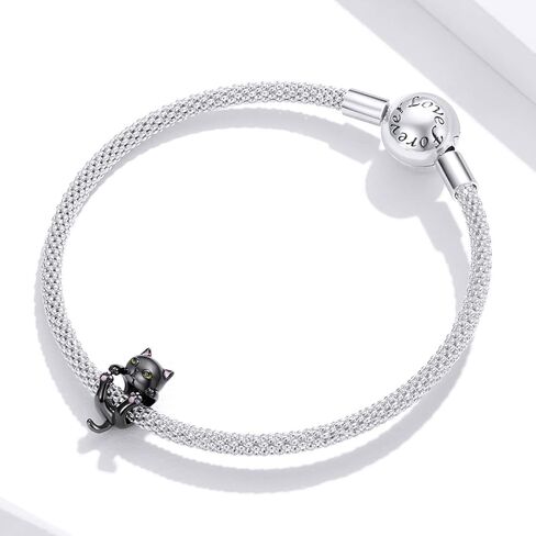 BISAER 925 Sterling Silver Charms for Bracelets Cat Coffee Cup Rose Flower Animal Beads Charm Jewelry Gifts for Women in Kuwait