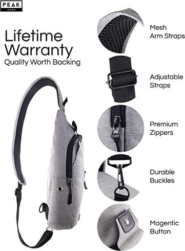 حقيبة ظهر وحقيبة نهارية من Peak Gear Compact Sling Crossbody. معرف المفقود والموجود مدى الحياة in Kuwait