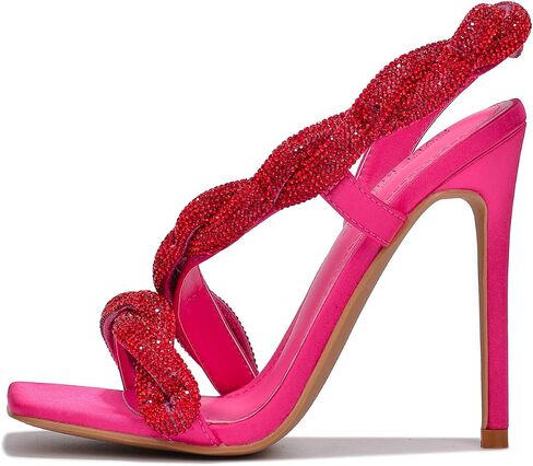 Cape Robbin Tuwe Women's Stiletto Heeled Dress Sandals, Square Toe High Heels with Rhinstones in Kuwait